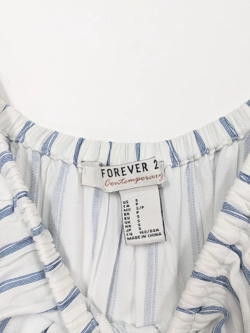 Forever 21 Womens White Blue-Striped Off-Shoulder Summer Maxi Dress